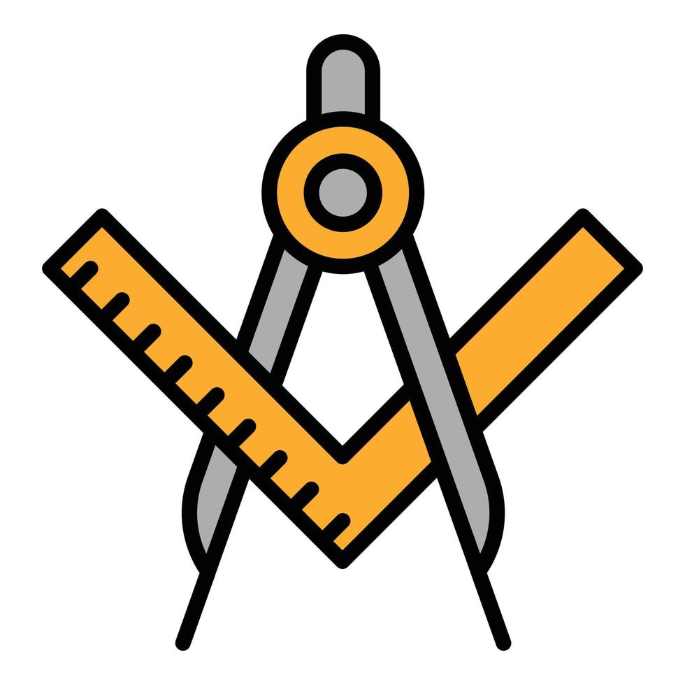 Architect compass icon, outline style vector