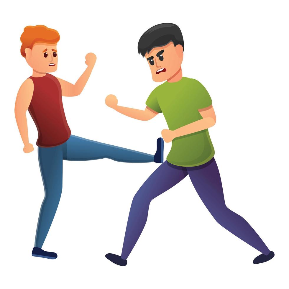 Street fight icon, cartoon style vector