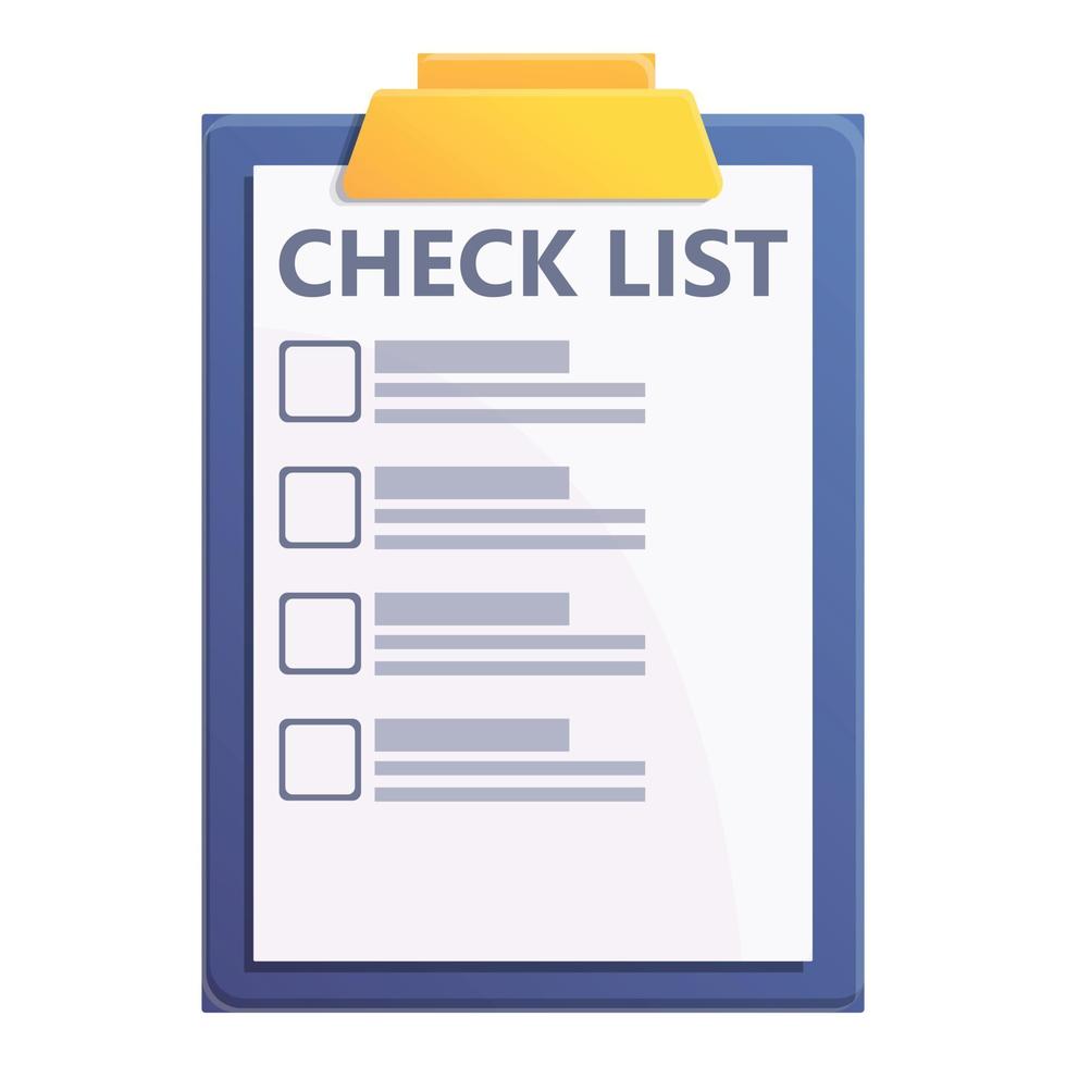 Check list clipboard icon, cartoon style vector