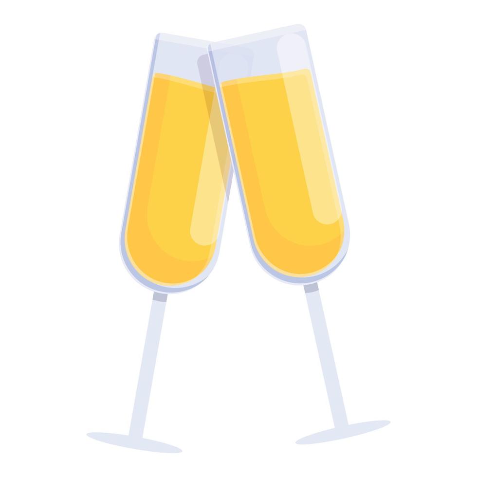 Champagne cheers icon, cartoon style vector