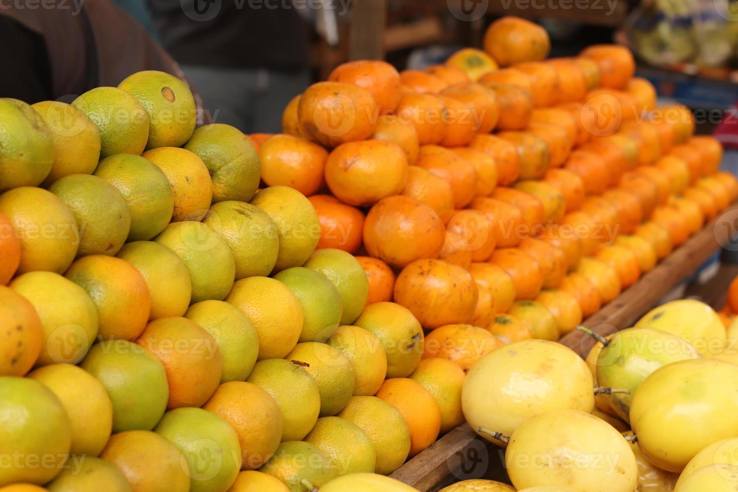 Rio de Janeiro, RJ, Brazil, 2022 - Street fair in Grajau neighborhood - apples, oranges, tangerines, bananas, lettuce, watercress, tomatoes,  bell peppers, flowers photo