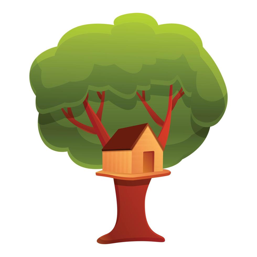 Camp tree house icon, cartoon style vector