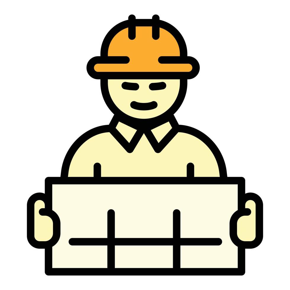 Working architect icon, outline style vector