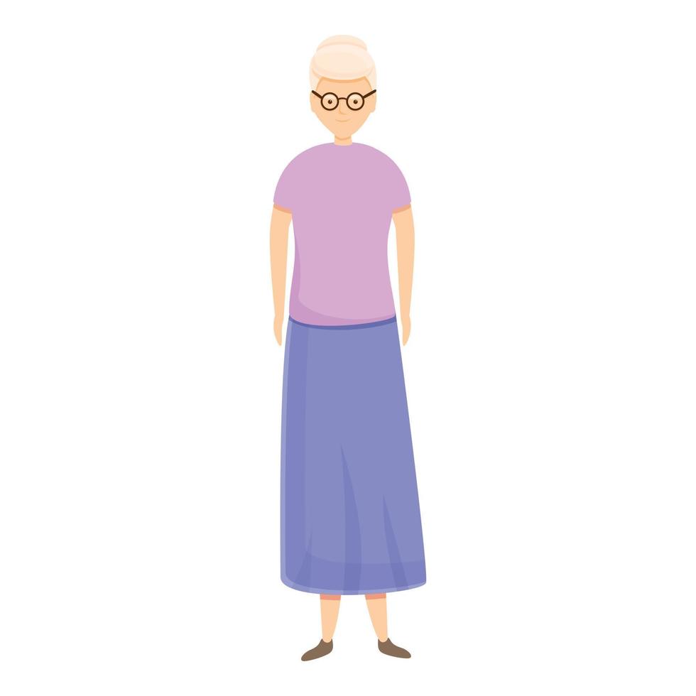 Retired woman icon, cartoon style vector