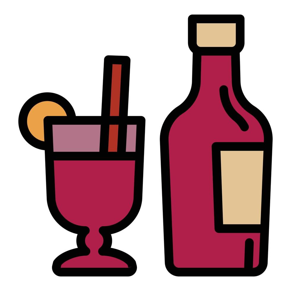 icono de botella de vino caliente, estilo de esquema vector