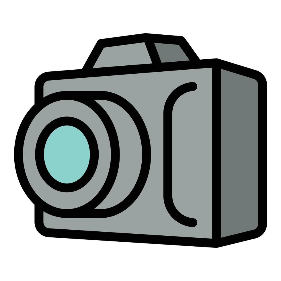 icono de cámara digital, estilo de esquema vector
