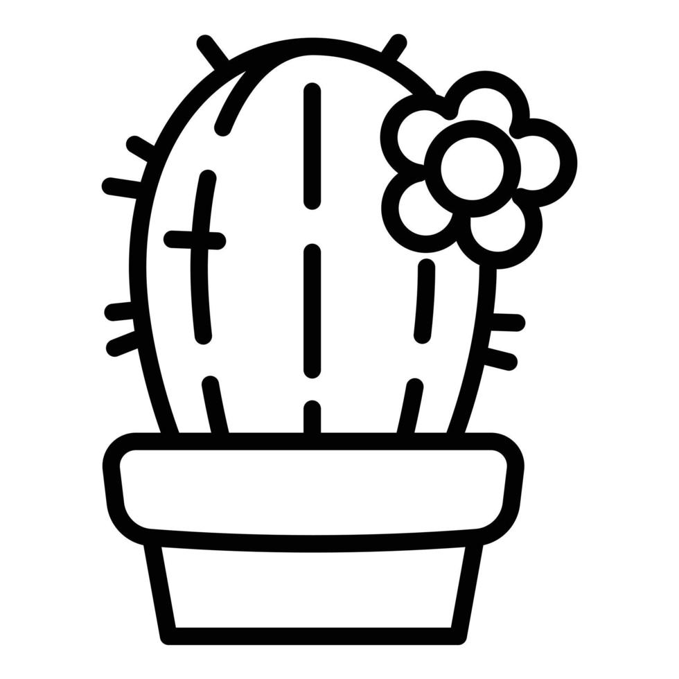 Cactus plant pot icon, outline style vector