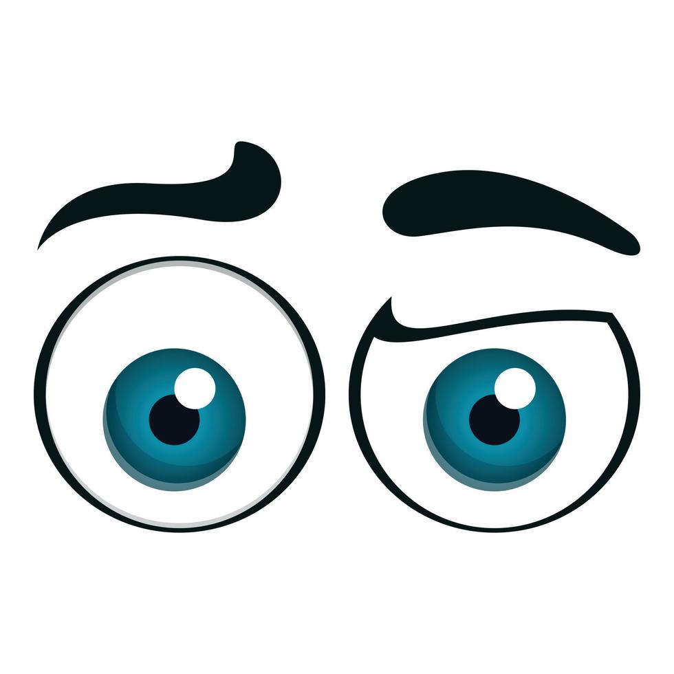 Bored round eyes icon, cartoon style vector