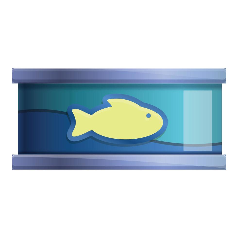 Ocean fish tin can icon, cartoon style vector