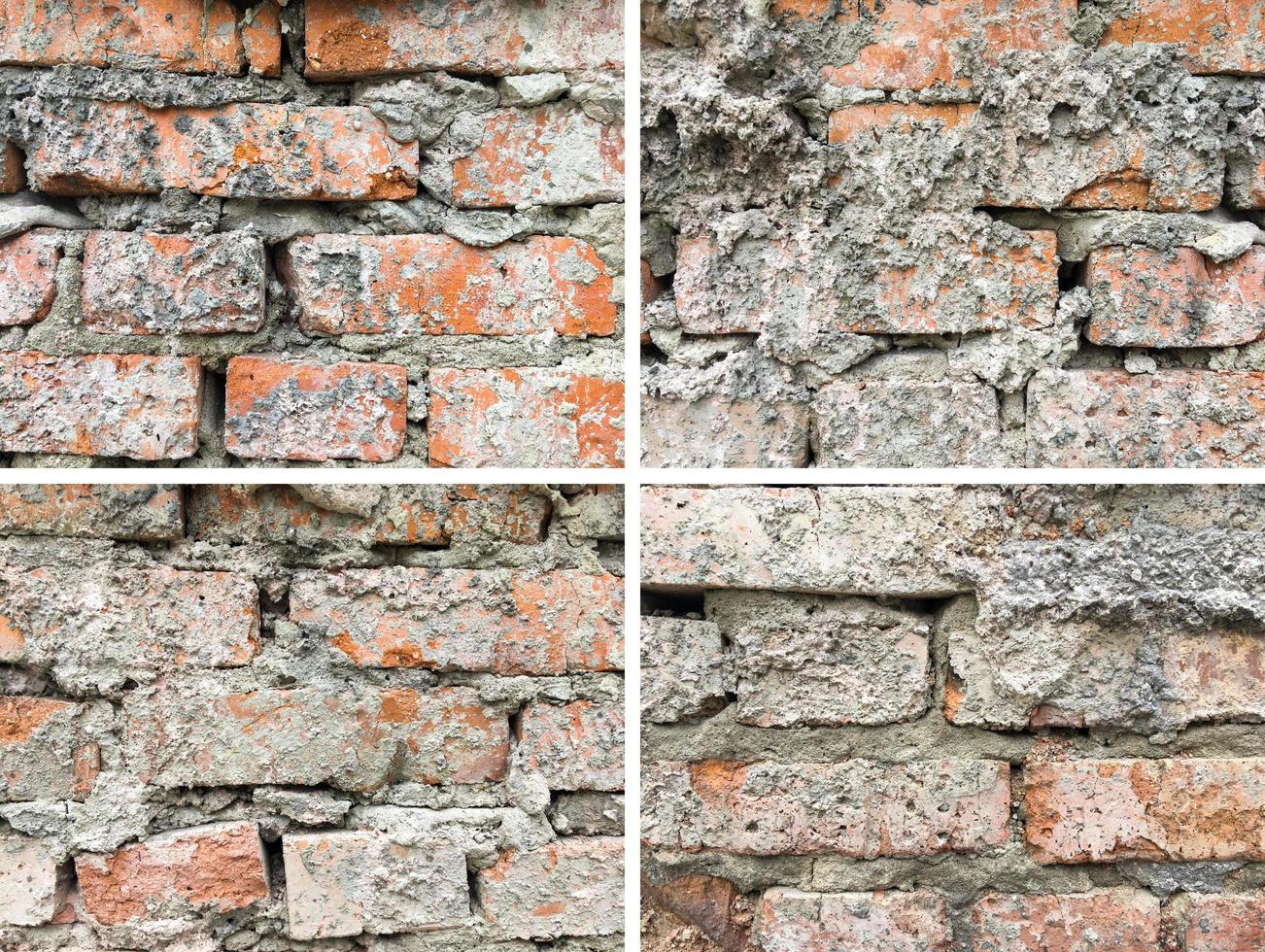 conjunto de fondos de pared de ladrillo naranja. texturas foto