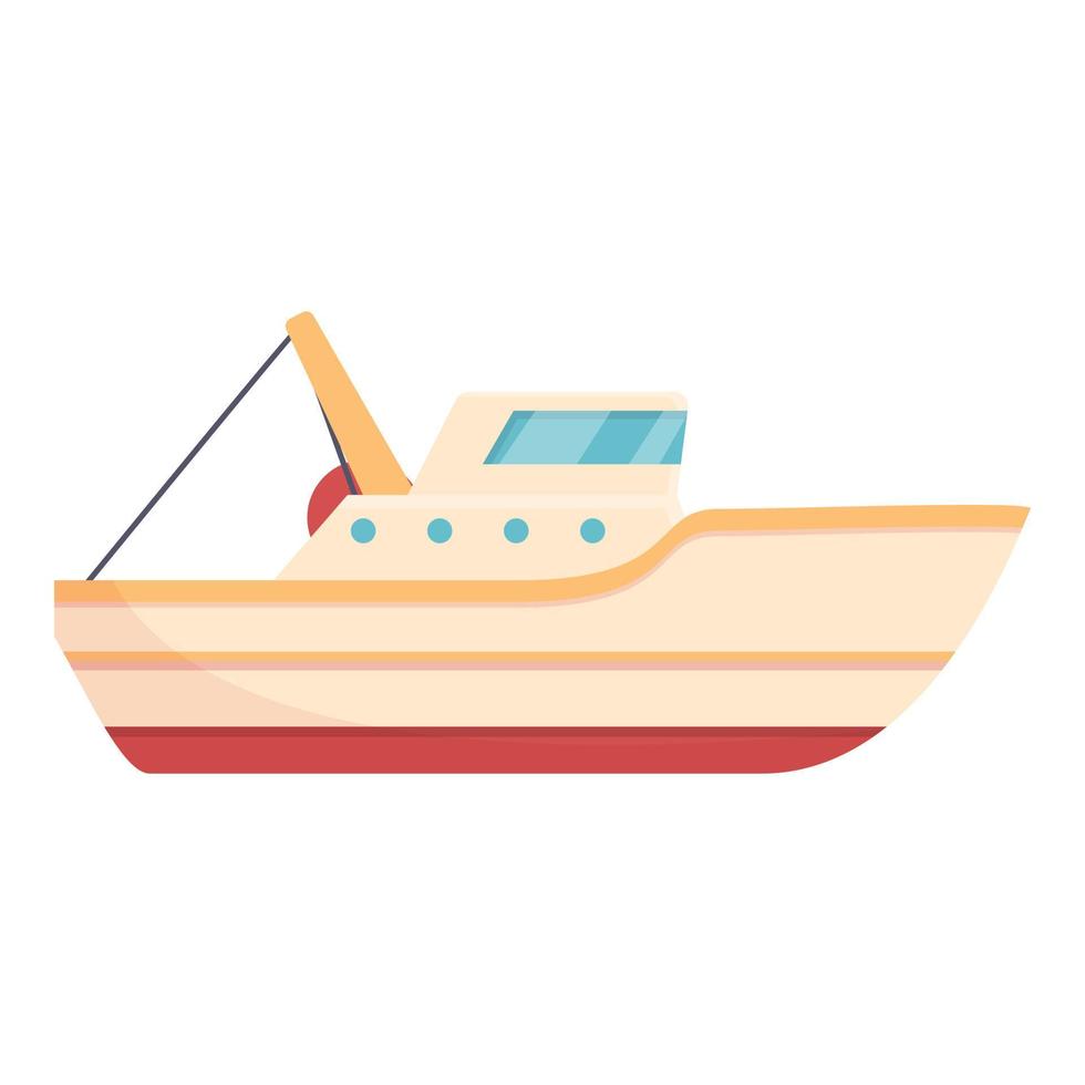 icono de barco de pesca oceánica, estilo de dibujos animados vector