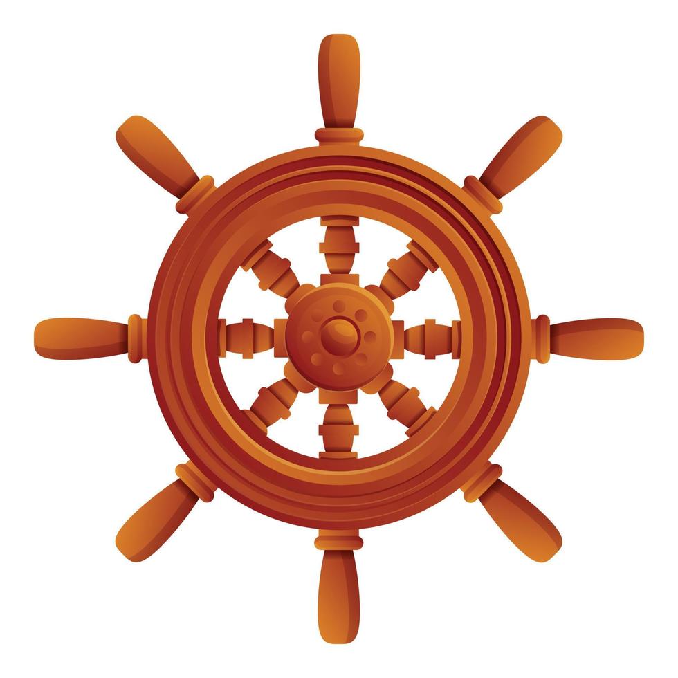 Marine ship wheel icon, cartoon style vector