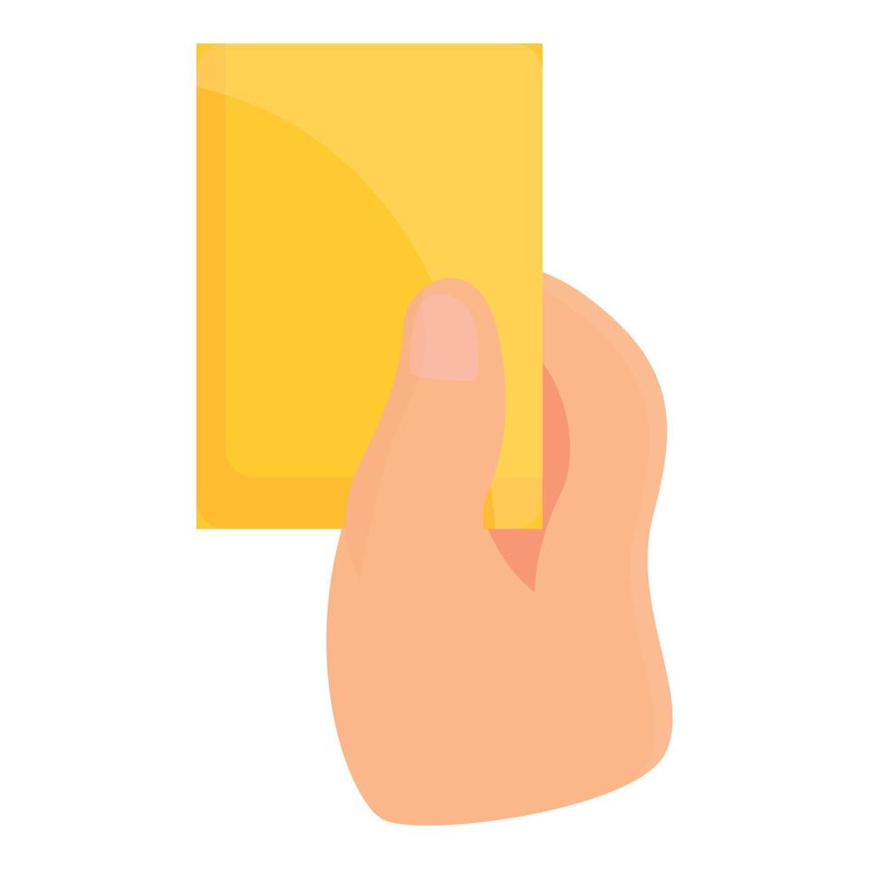 Referee yellow card icon, cartoon style vector