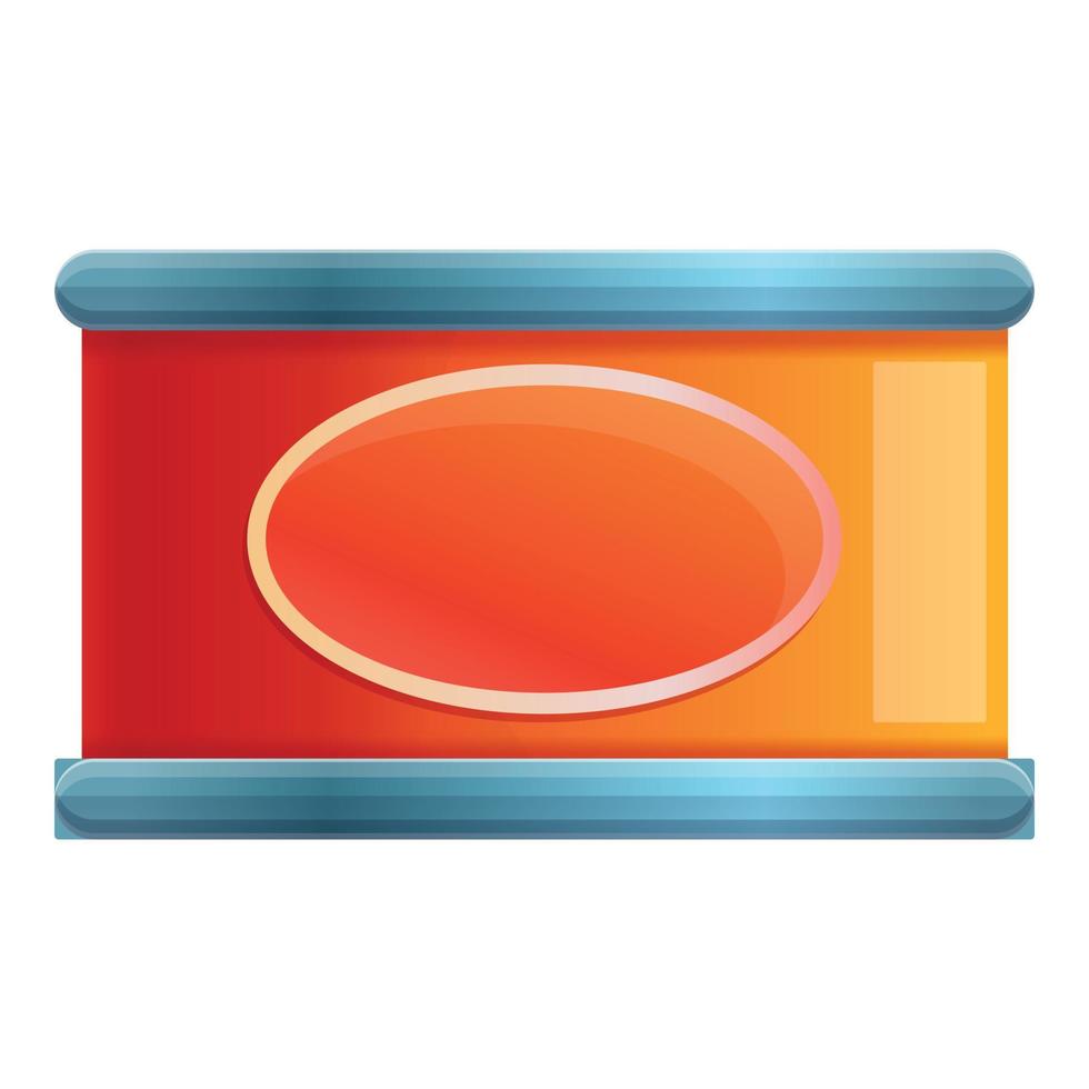 Fish tin can icon, cartoon style vector