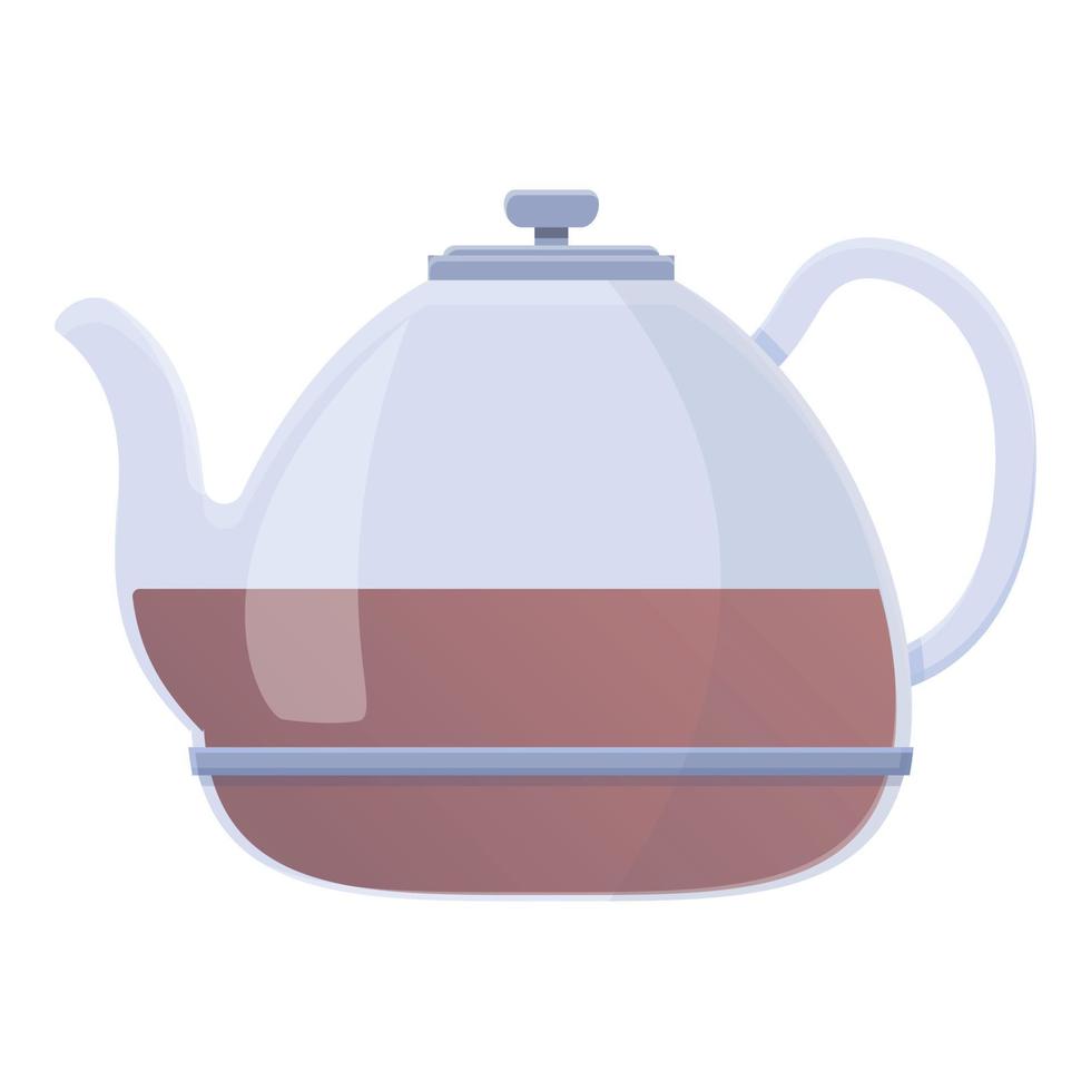 Transparent tea pot icon, cartoon style vector