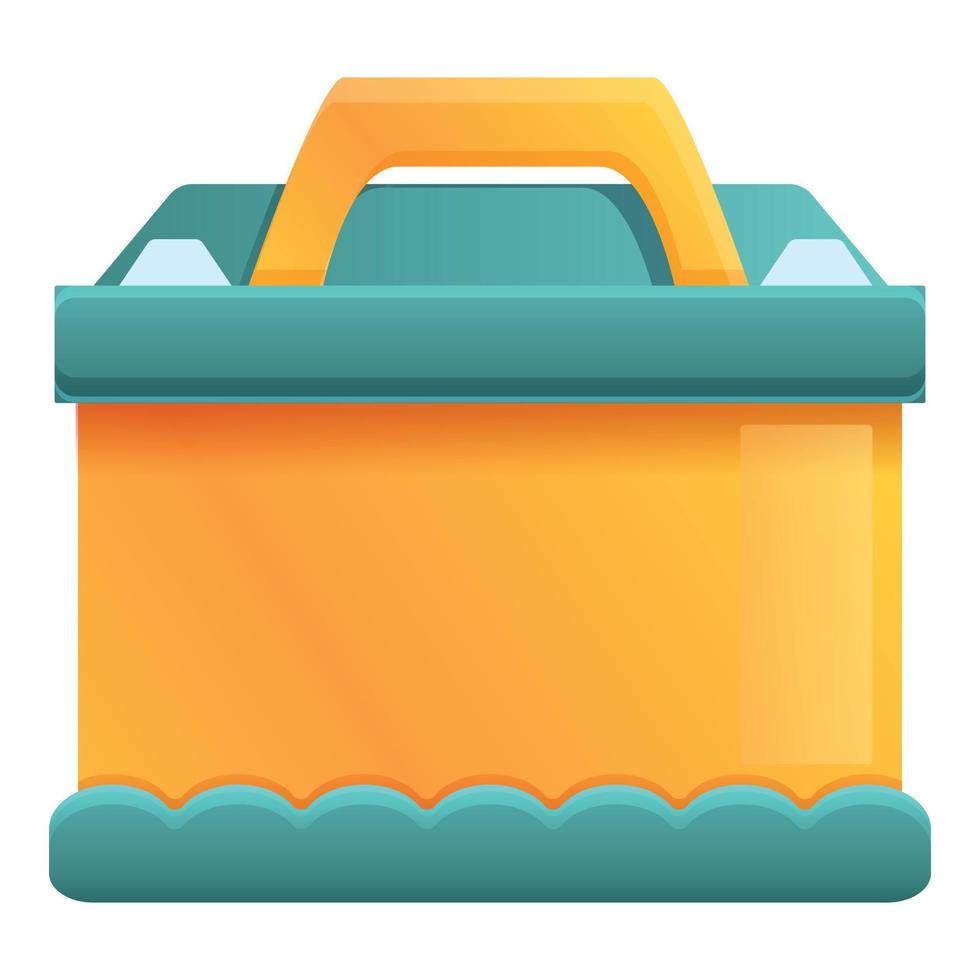 Car battery icon, cartoon style vector