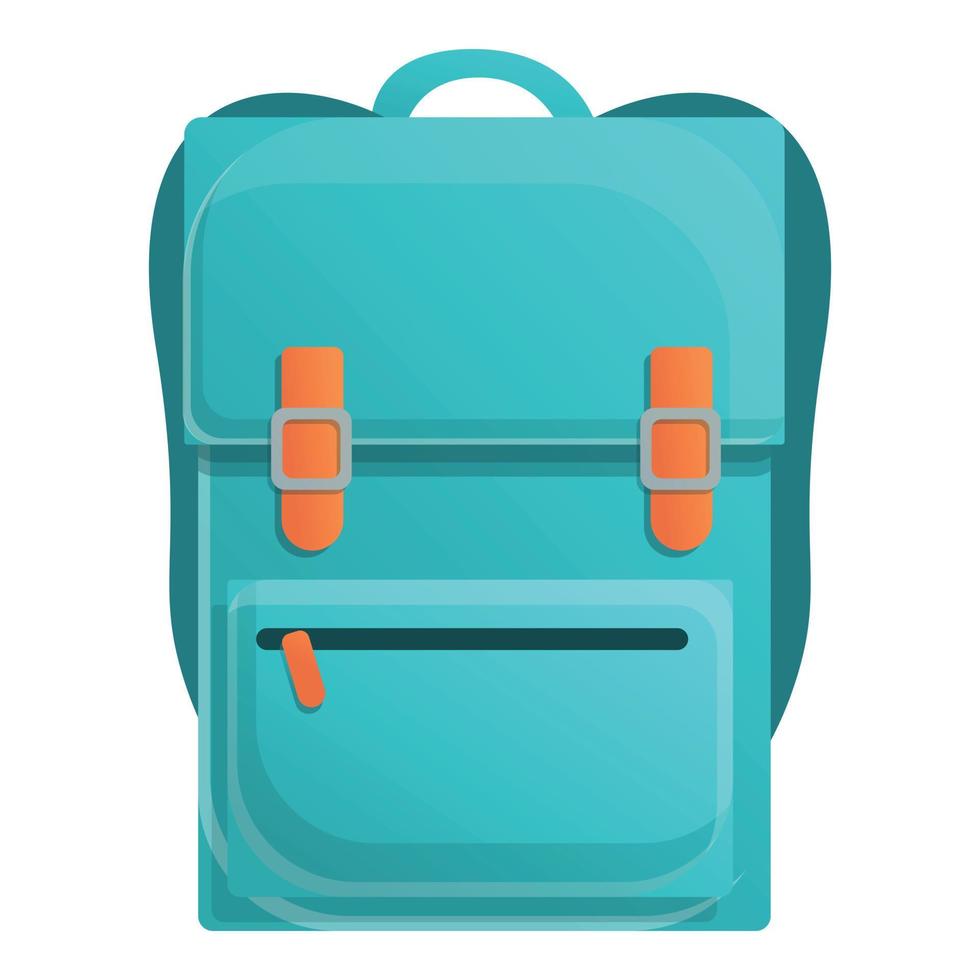 Hiking laptop backpack icon, cartoon style vector