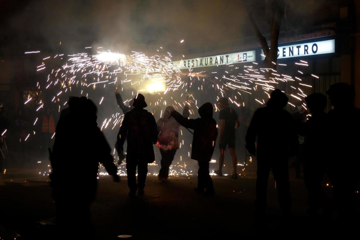 Abstract photo of devils and fireworks parties.