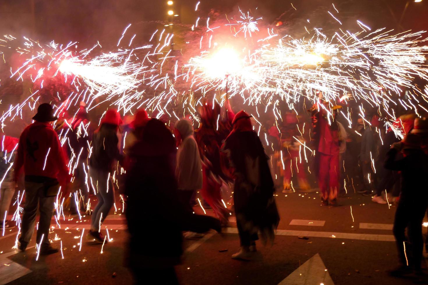 Abstract photo of devils and fireworks parties.