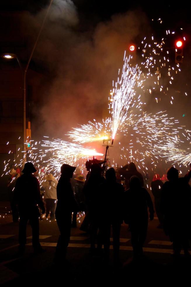 Abstract photo of devils and fireworks parties.