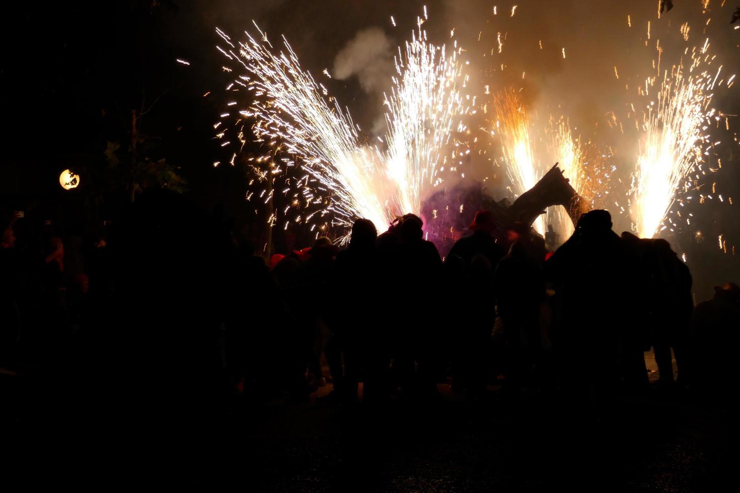 Abstract photo of devils and fireworks parties.