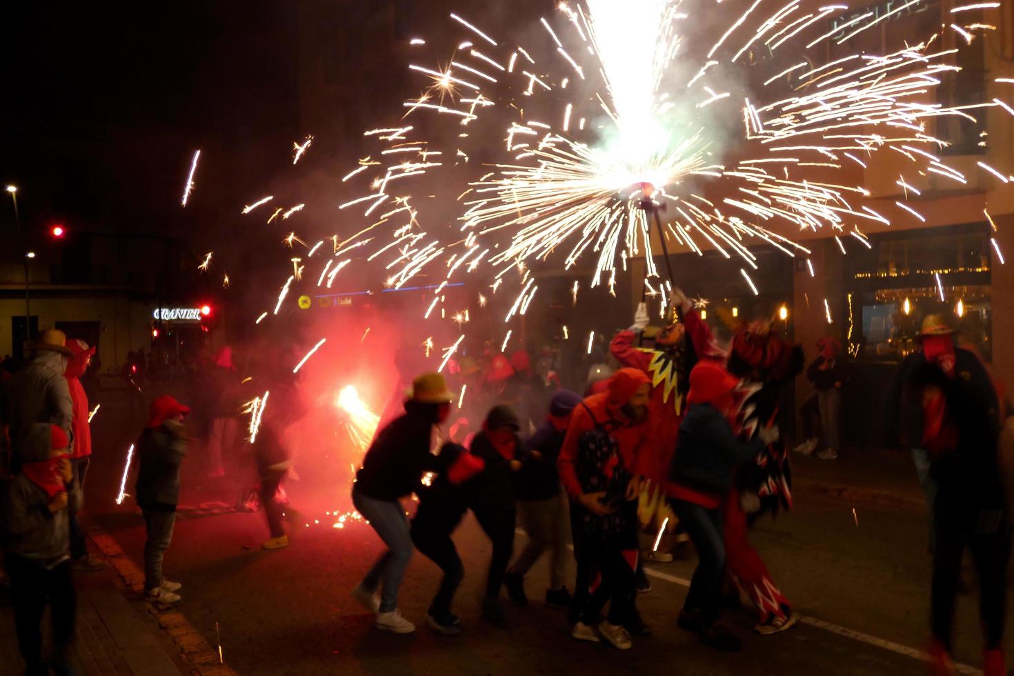 Abstract photo of devils and fireworks parties.