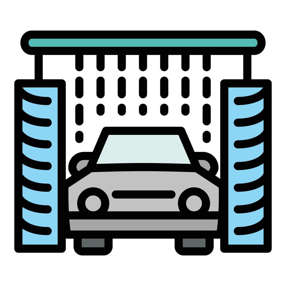 icono de coche de lavado de limpieza, estilo de contorno vector