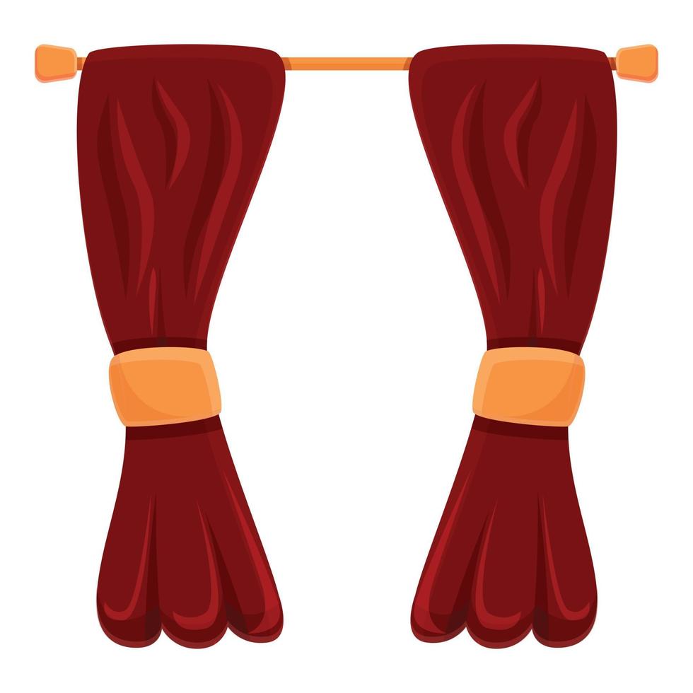 Cozy home curtains icon, cartoon style vector