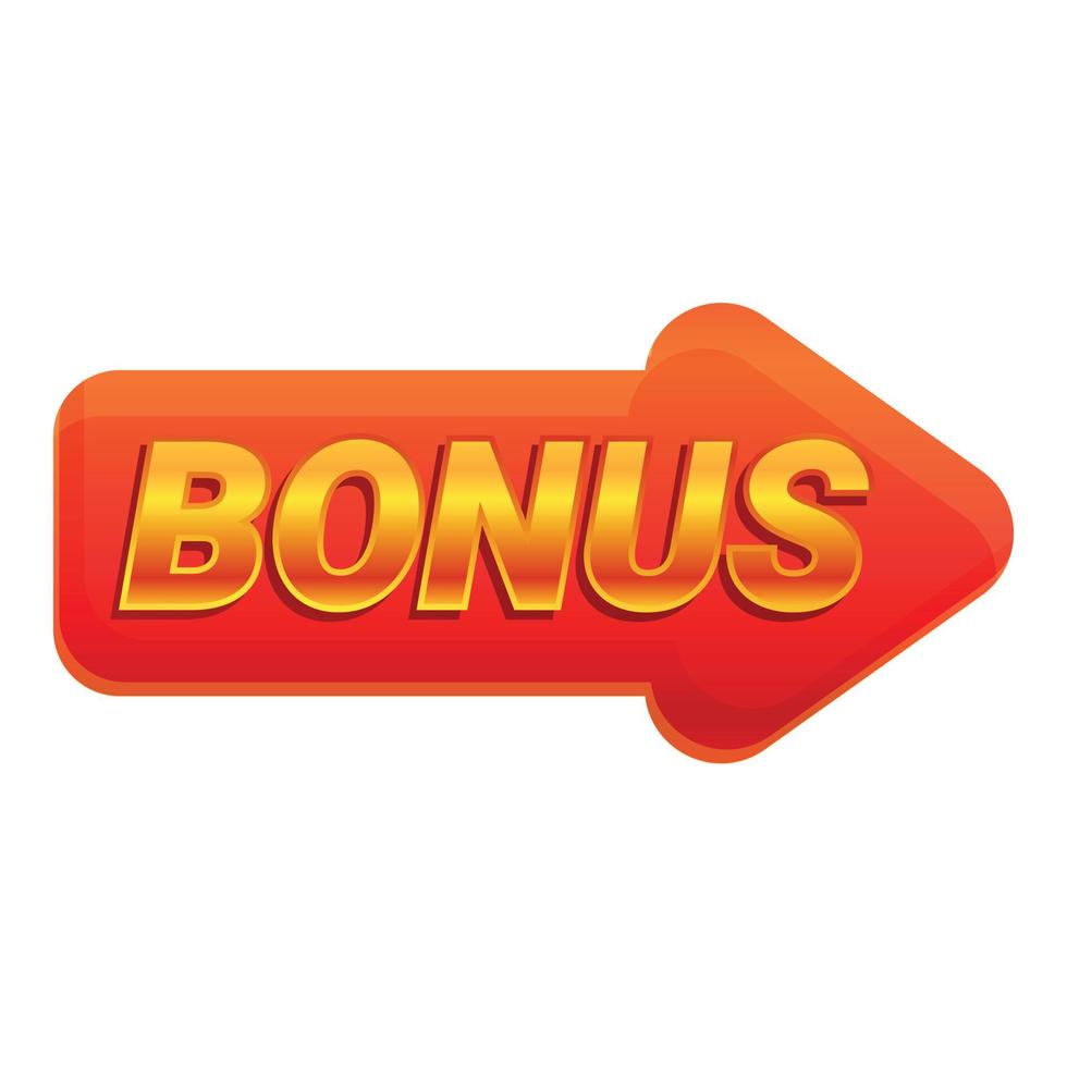 Bonus red arrow icon, cartoon style vector