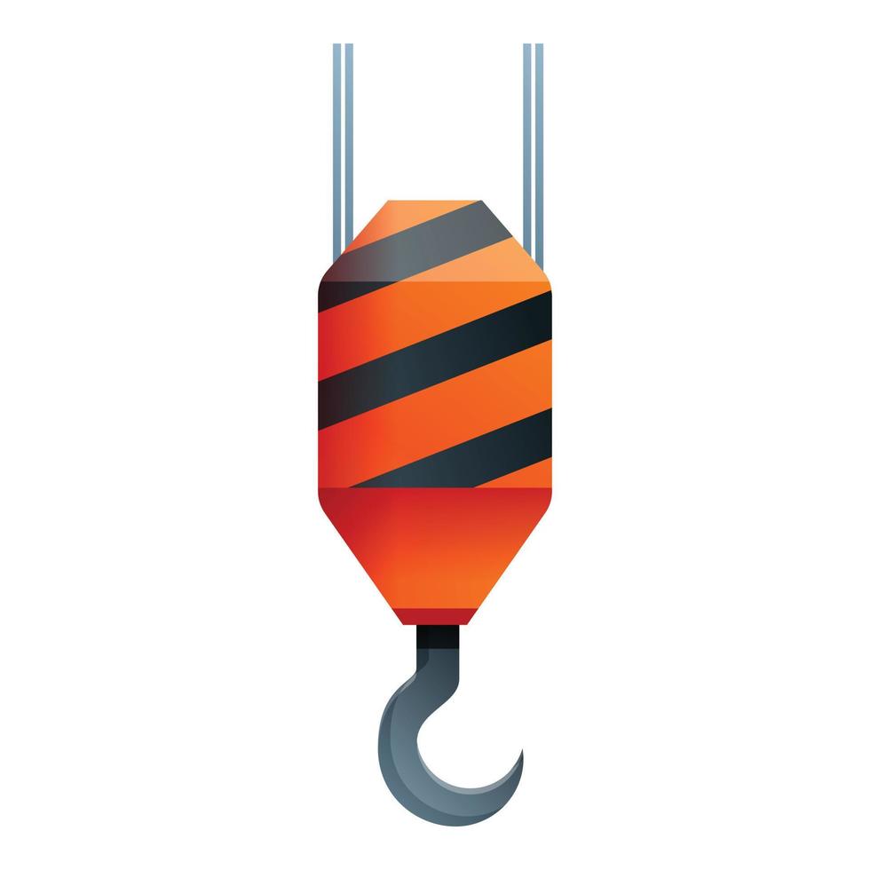 Metallurgy crane hook icon, cartoon style vector