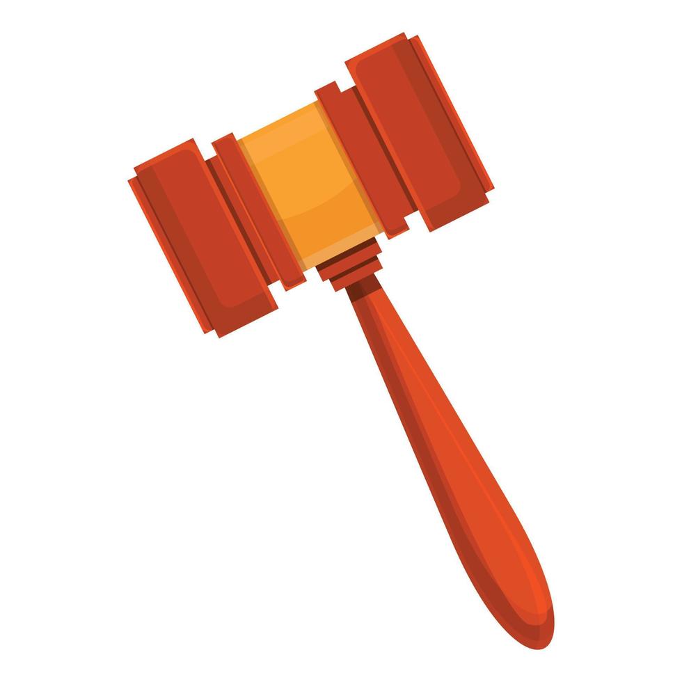 Wood gavel icon, cartoon style vector