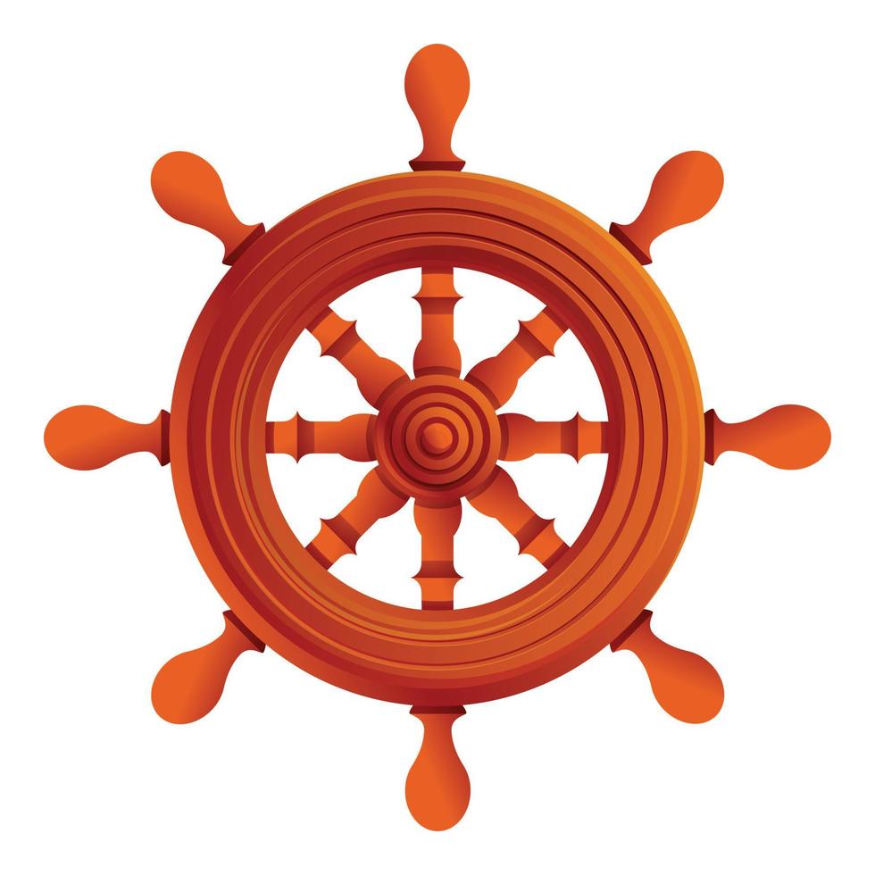 Controller ship wheel icon, cartoon style vector