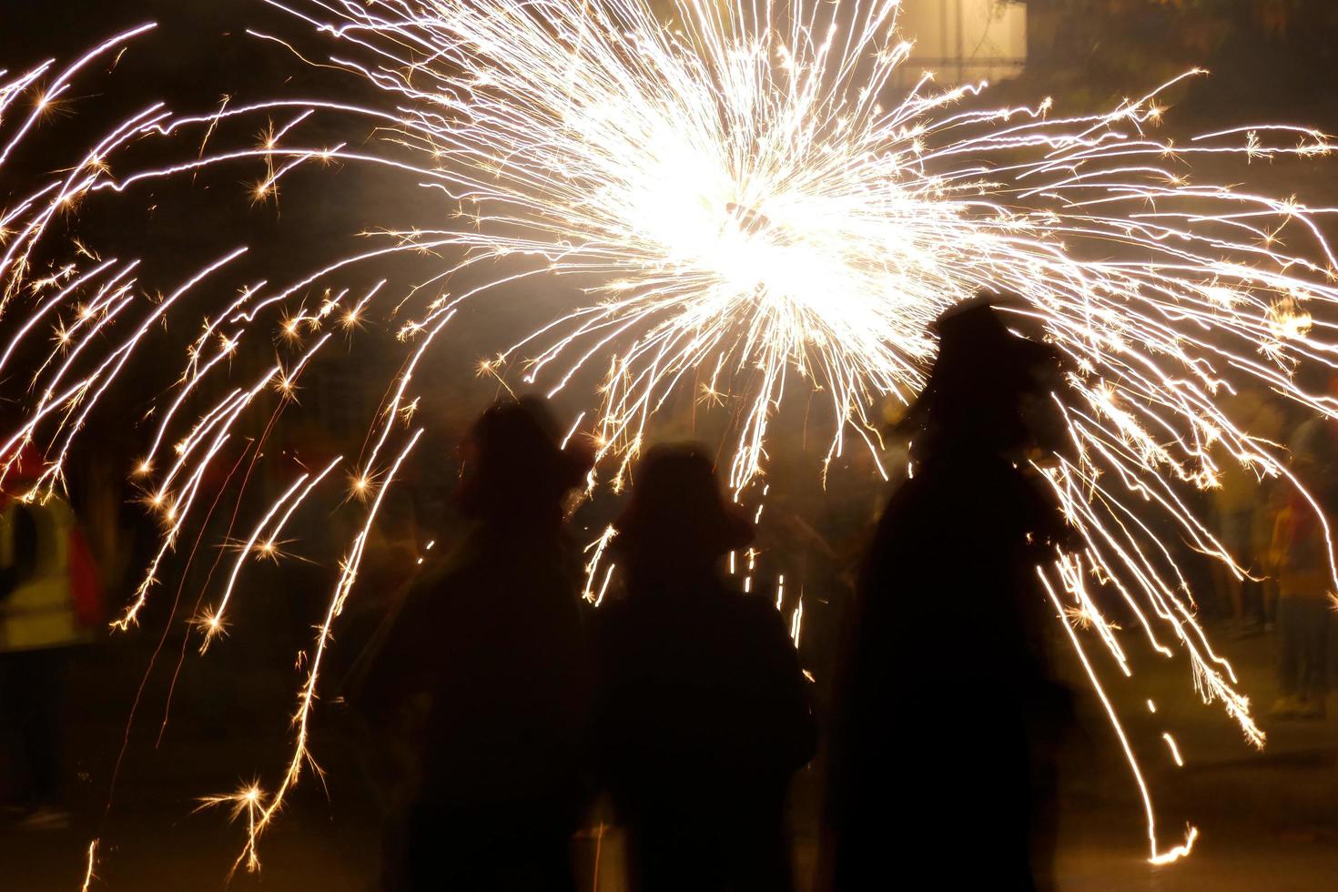 Abstract photo of devils and fireworks parties.