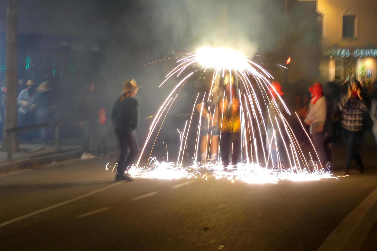 Abstract photo of devils and fireworks parties.