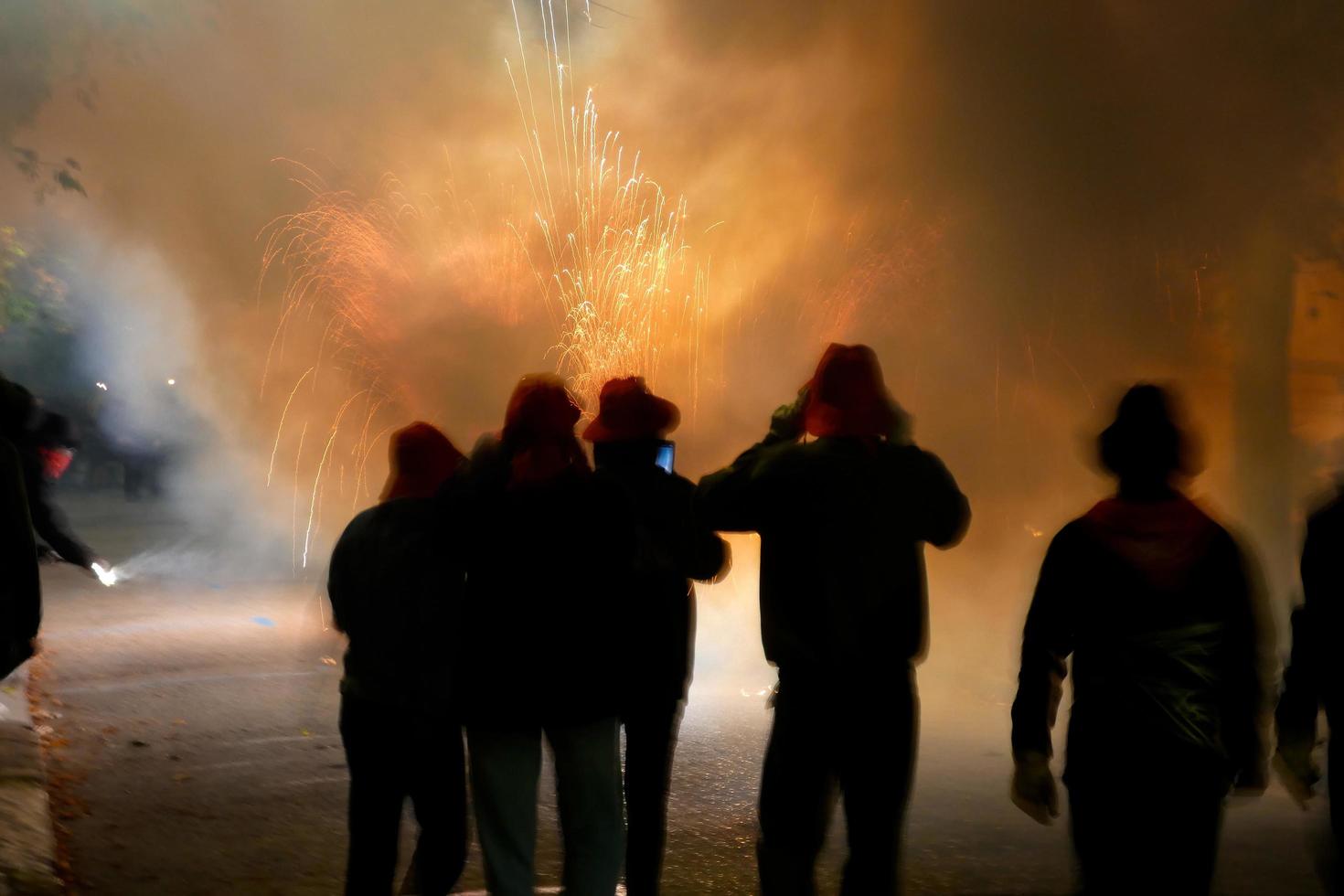 Abstract photo of devils and fireworks parties.