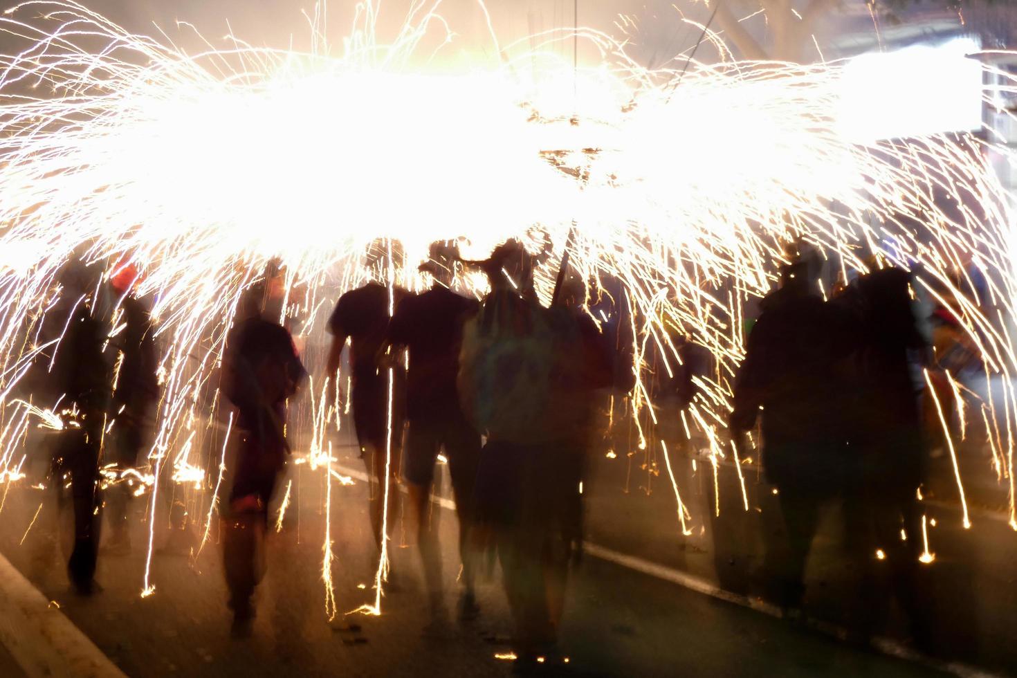 Abstract photo of devils and fireworks parties.