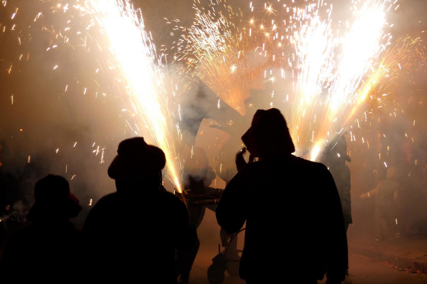 Abstract photo of devils and fireworks parties.