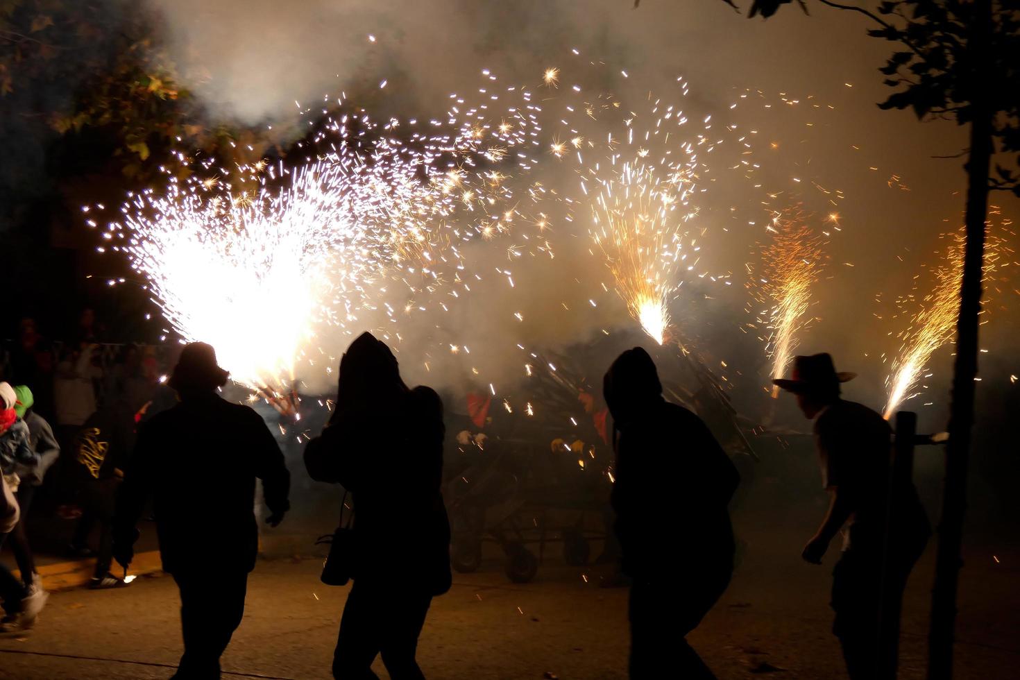 Abstract photo of devils and fireworks parties.