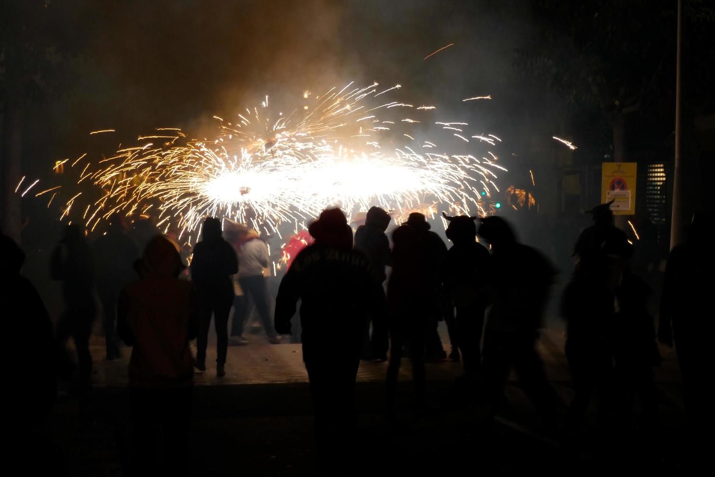 Abstract photo of devils and fireworks parties.