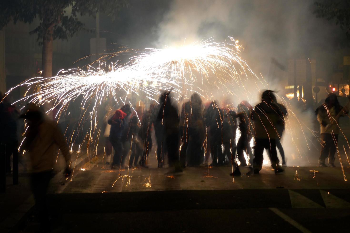 Abstract photo of devils and fireworks parties.