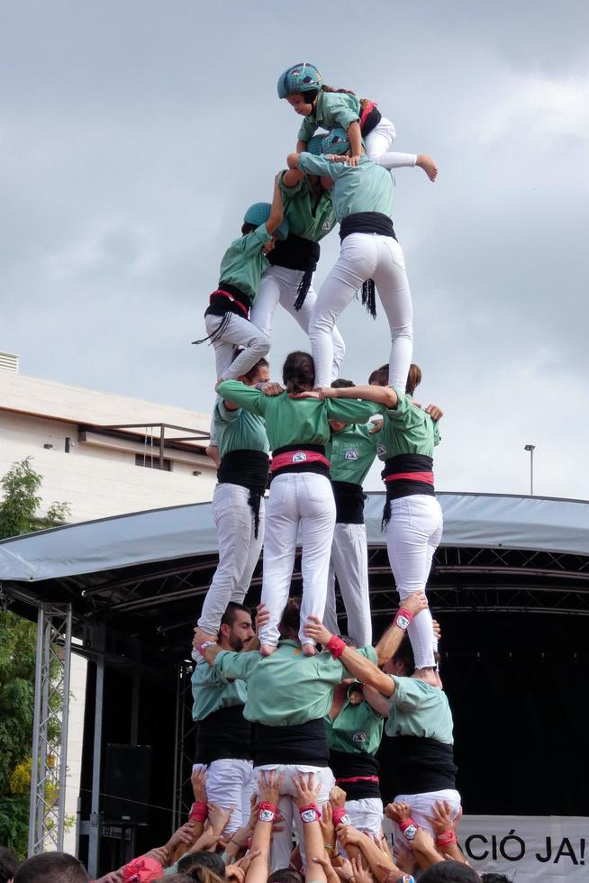 Human castles, typical tradition of some catalan towns, spain photo