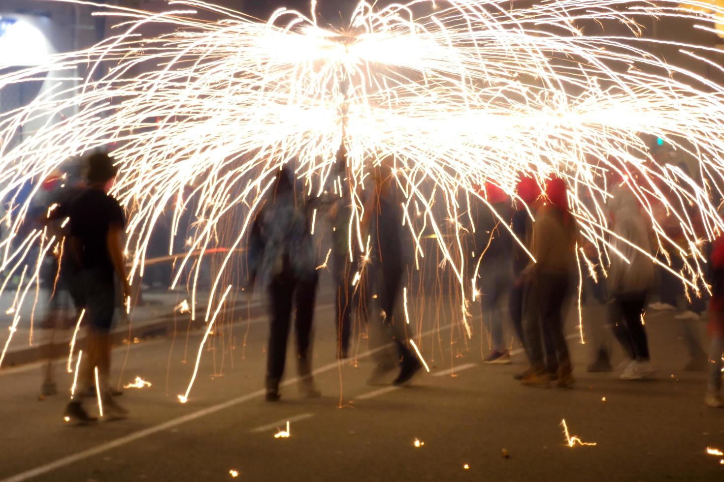 Abstract photo of devils and fireworks parties.