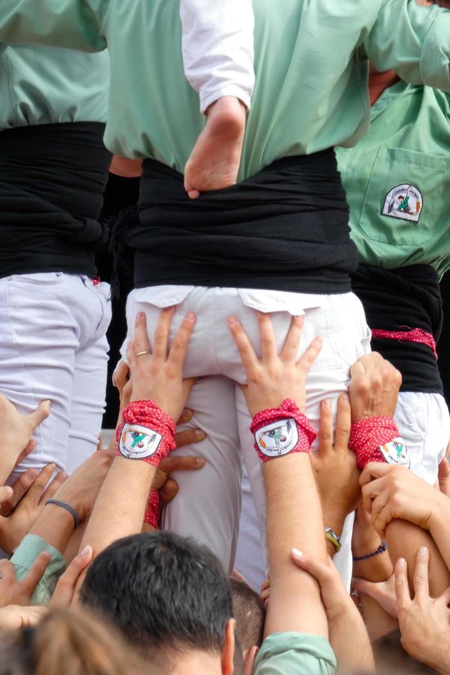 Human castles, typical tradition of some catalan towns, spain photo