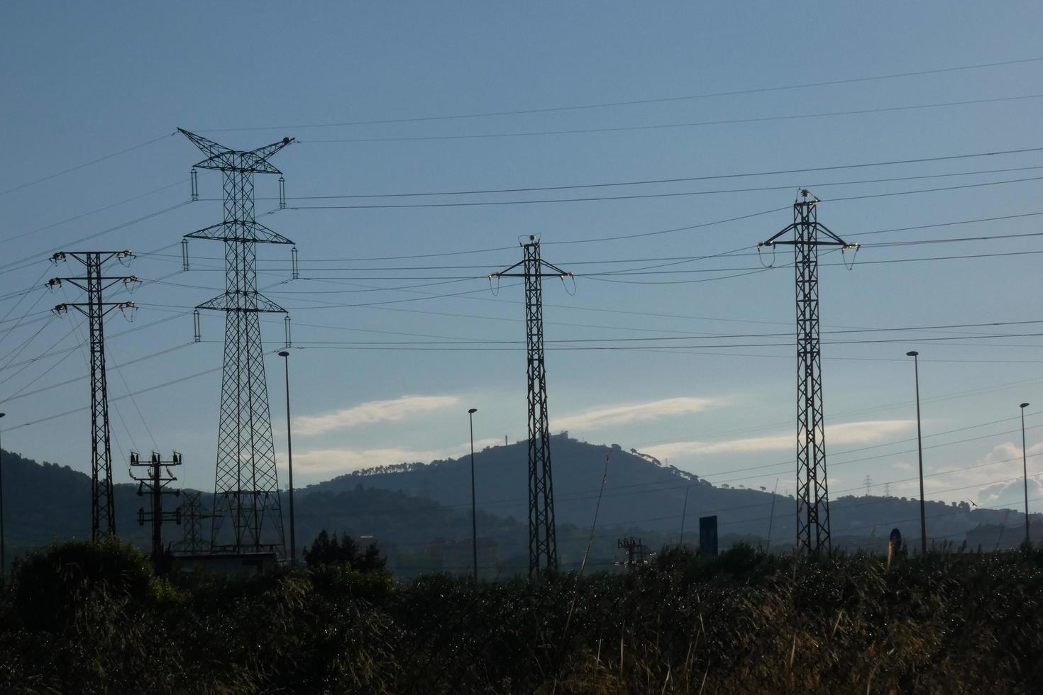 Metal towers, engineering works that support the copper cables that carry electricity. photo