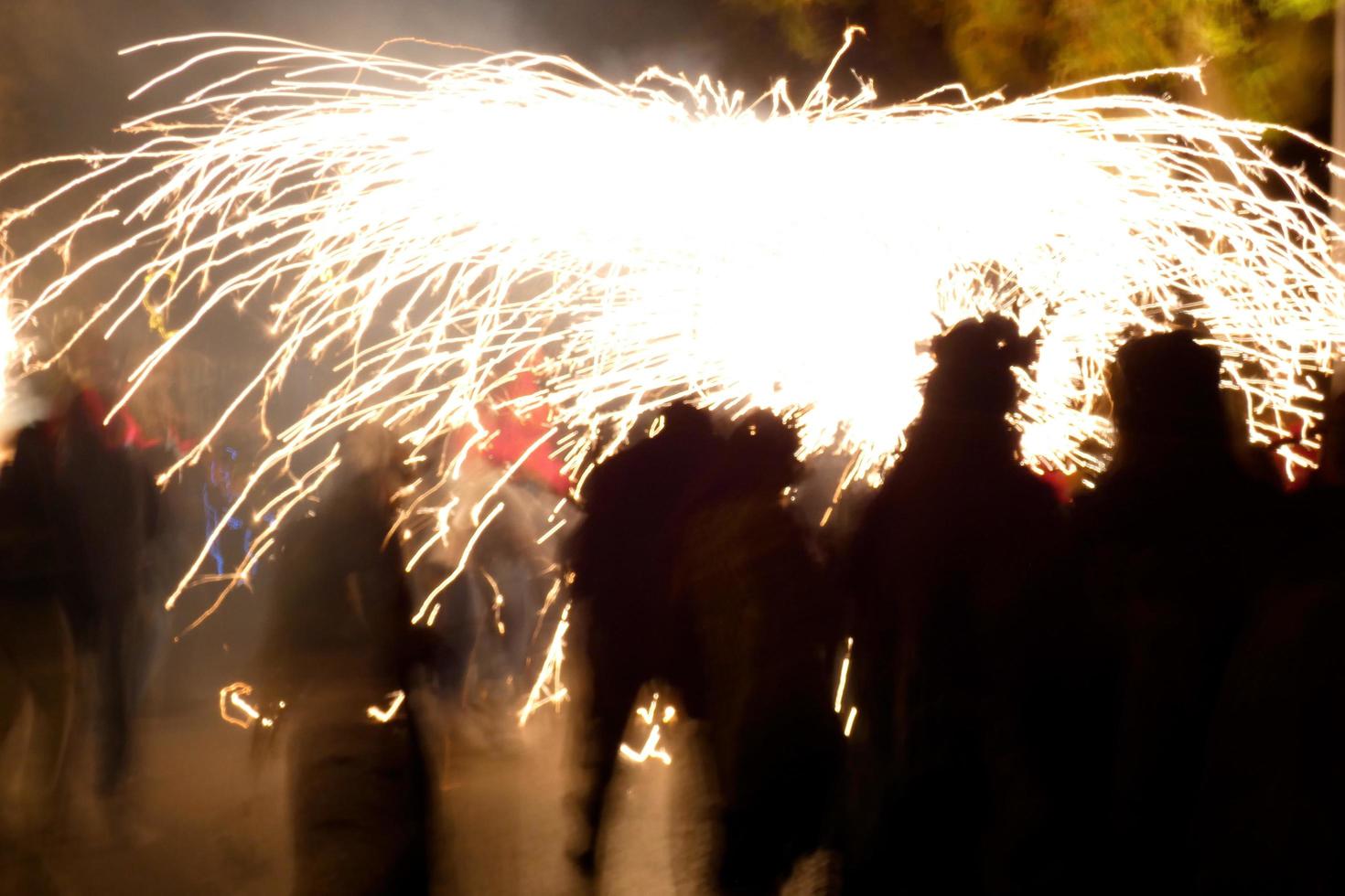 Abstract photo of devils and fireworks parties.