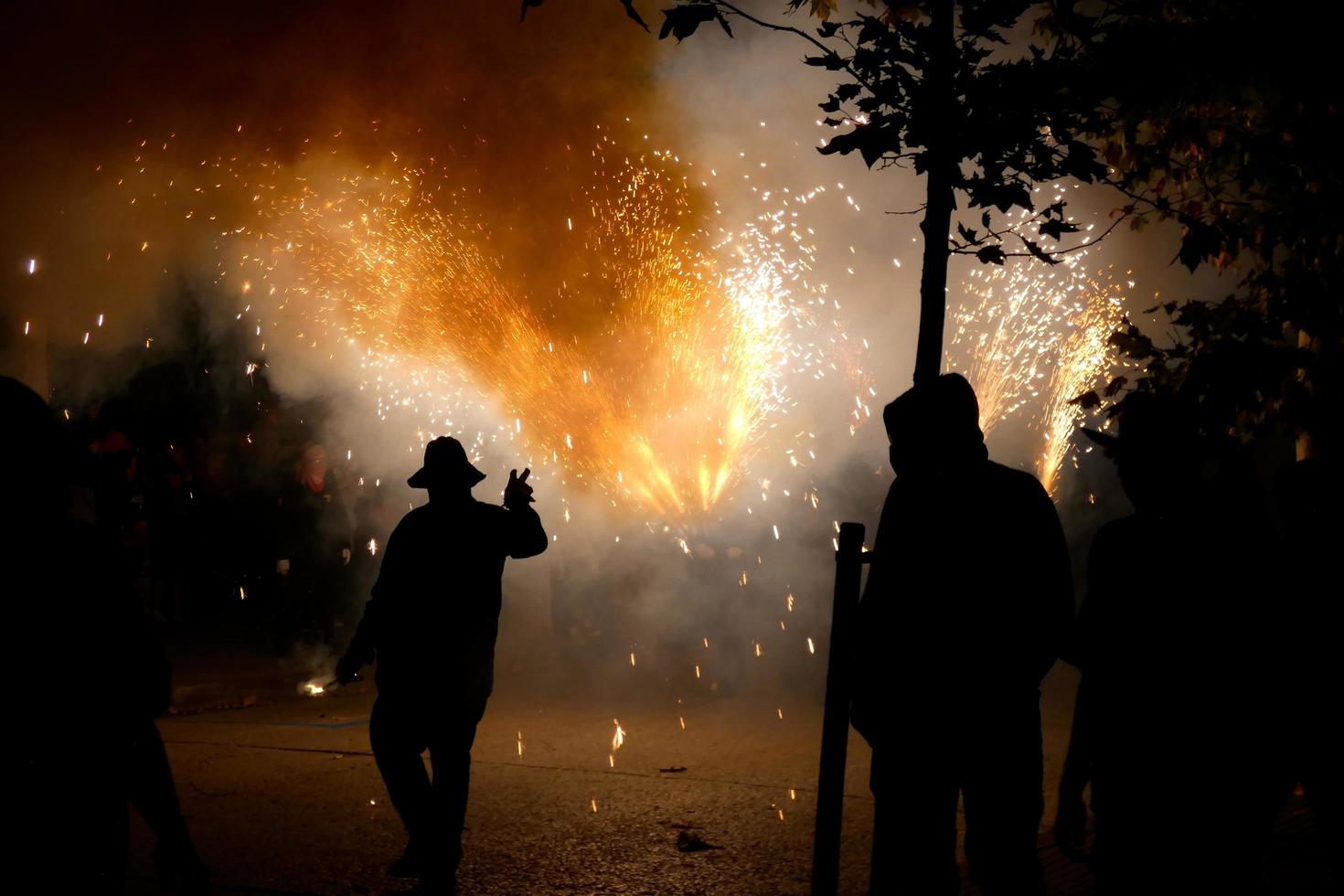 Abstract photo of devils and fireworks parties.