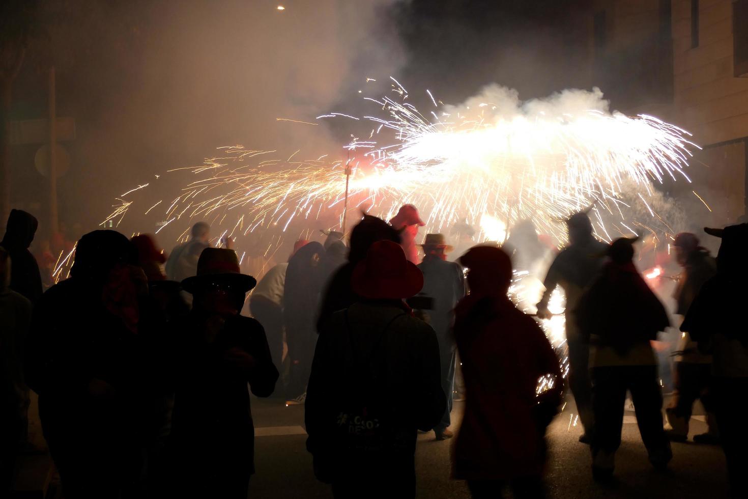 Abstract photo of devils and fireworks parties.