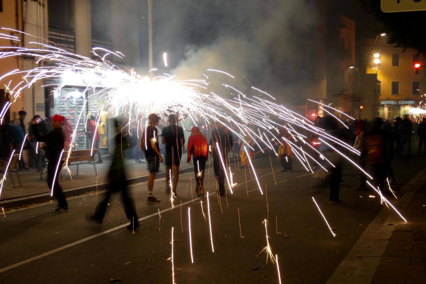 Abstract photo of devils and fireworks parties.