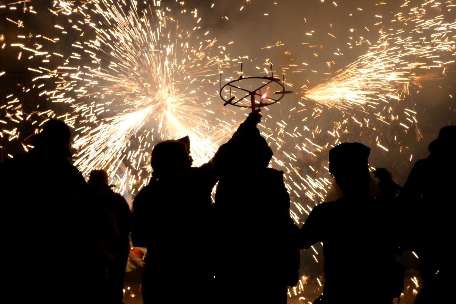 Abstract photo of devils and fireworks parties.