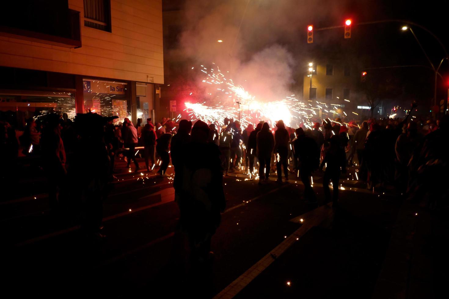 Abstract photo of devils and fireworks parties.